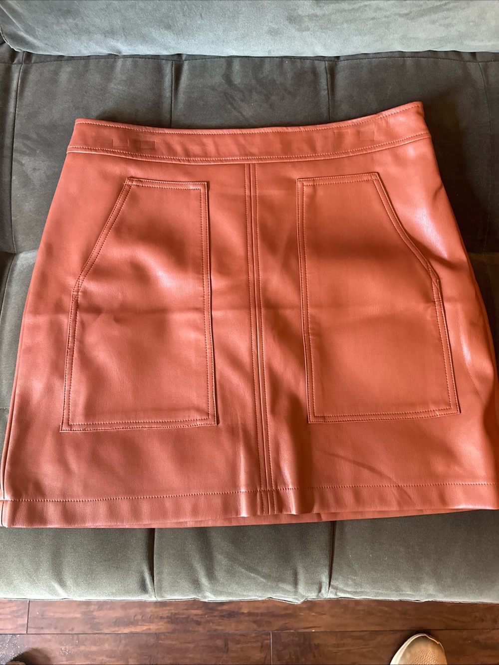 LOFT Faux Leather Mini Skirt in Terracotta 12P